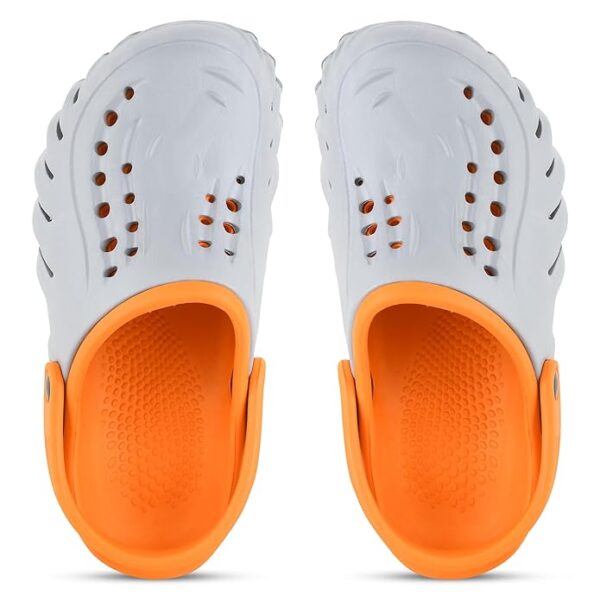 Unisex Clogs for Men and Women Grey/Orange - Image 4