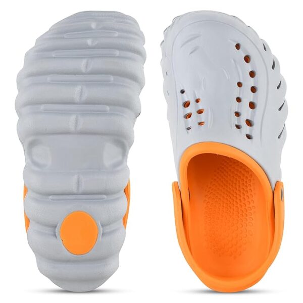 Unisex Clogs for Men and Women Grey/Orange - Image 3