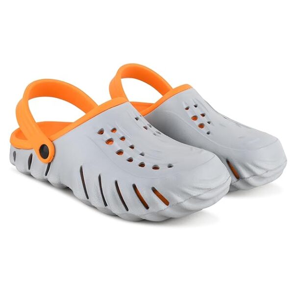 Unisex Clogs for Men and Women Grey/Orange - Image 2