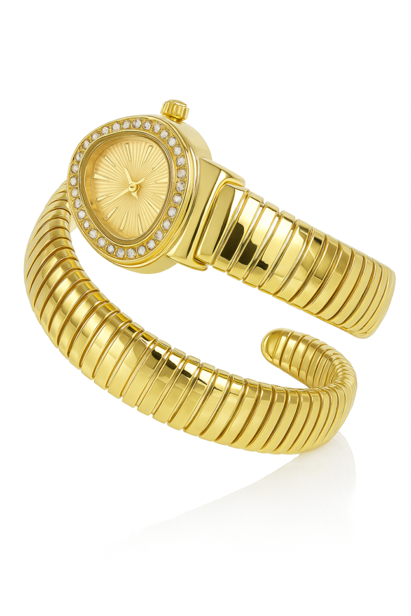 Women Snake Watch Golden White Dial - Image 2