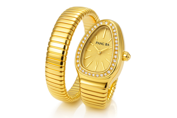 Women Snake Watch Golden White Dial