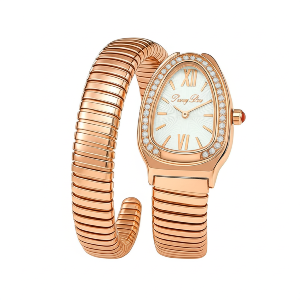 Snake Design  Watch, Rose Gold, Crystal