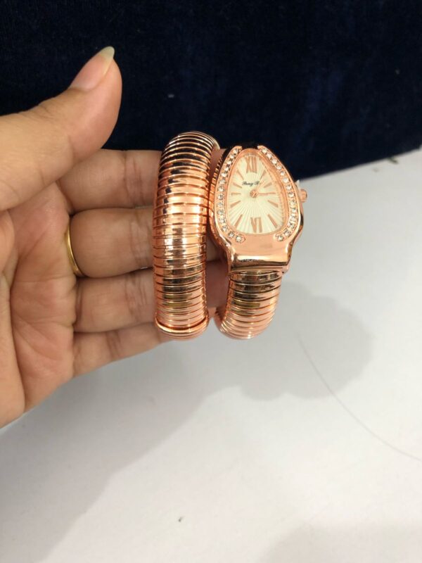Snake Design  Watch, Rose Gold, Crystal - Image 2