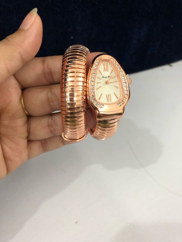 Snake Design  Watch, Rose Gold, Crystal - Image 3